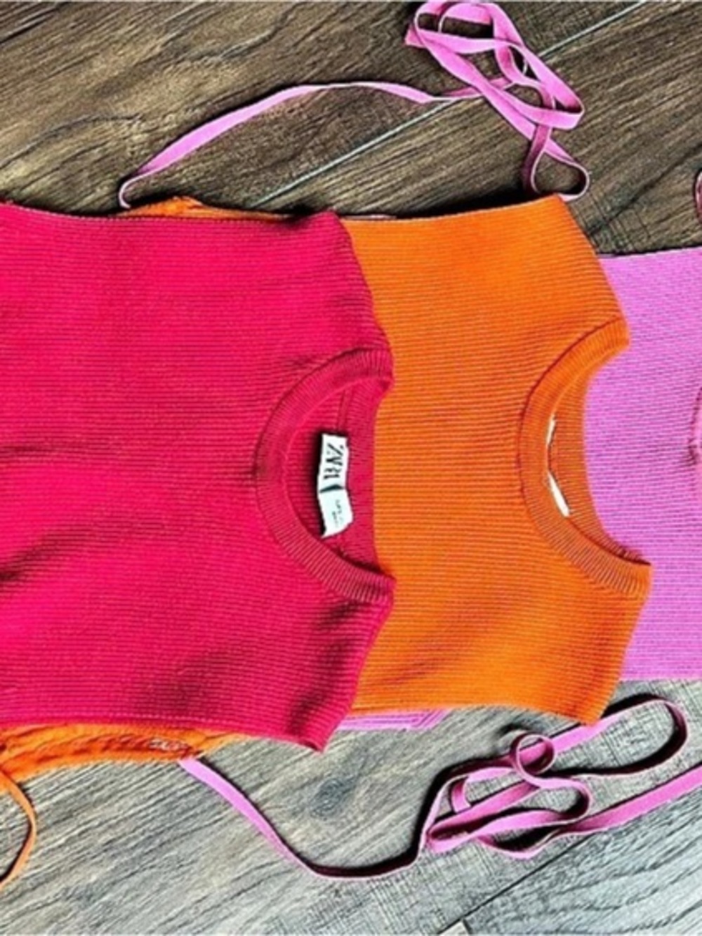 Zara Top Set, bright hot pink/fuchsia,  Pink & Orange color,  Size S